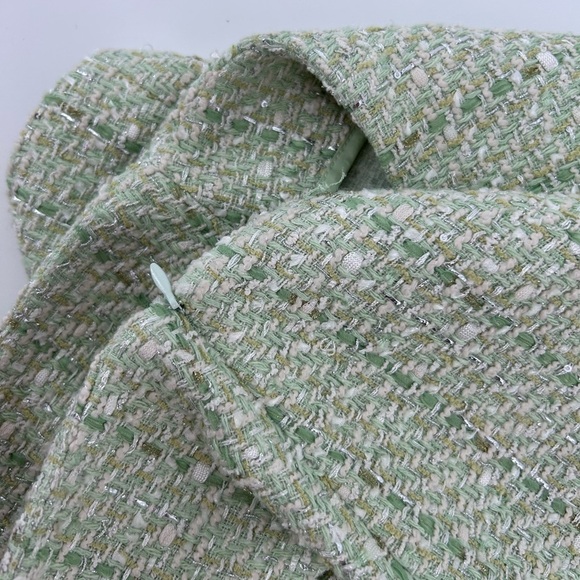 NWT maje Jinova Mini Skirt Green Metallic Tweed Size 40 - Picture 7 of 14